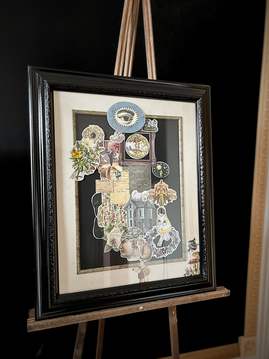 "distracted" framed art
