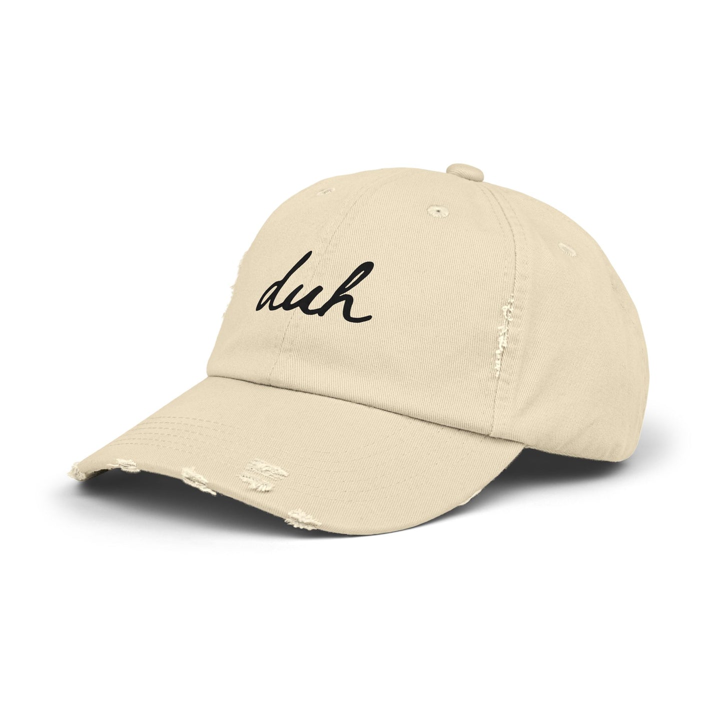 "duh" Unisex Distressed Cap